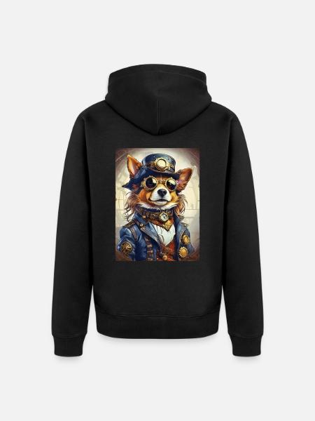 Steampunk Dog 1.3 - Unisex Premium Organic Zip Hoodie - black