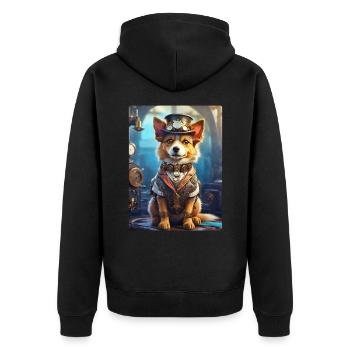 Steampunk Dog 1.4 - Unisex Premium Organic Zip Hoodie - black - Back - Nico (187cm)