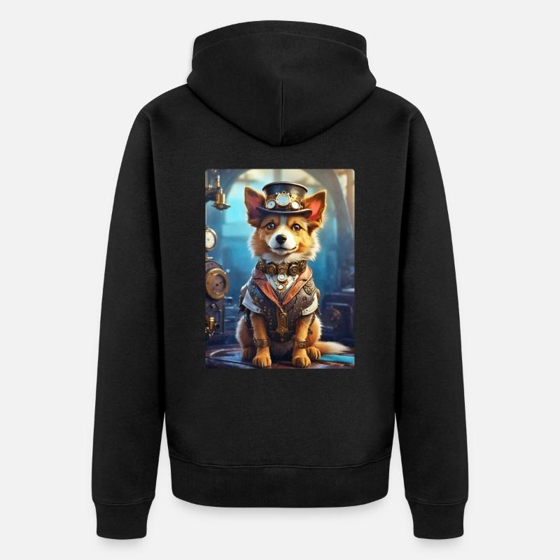 Chien Steampunk 1.4 - Veste à capuche bio Premium Unisexe - noir