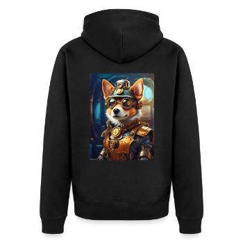 Steampunk Dog 1.7 - Unisex Premium Organic Zip Hoodie - black - Back - Nico (187cm)