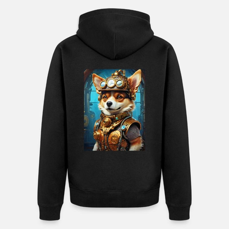 Chien Steampunk 1.16 - Veste à capuche bio Premium Unisexe - noir