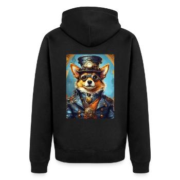 Steampunk Dog 1.8 - Unisex Premium Organic Zip Hoodie - black - Back - Nico (187cm)