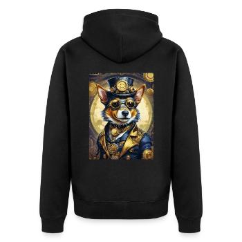 Chien Steampunk 1.6 - Veste à capuche bio Premium Unisexe - noir - Dos - Nico (187cm)