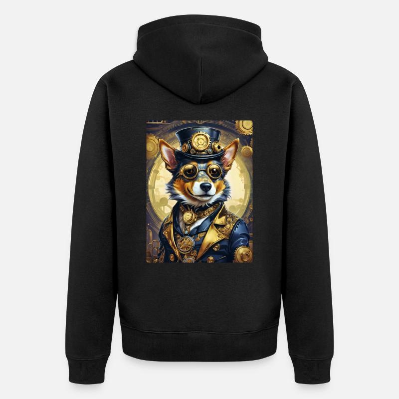 Chien Steampunk 1.6 - Veste à capuche bio Premium Unisexe - noir