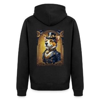 Steampunk Dog 1.11 - Unisex Premium Organic Zip Hoodie - black - Back - Nico (187cm)