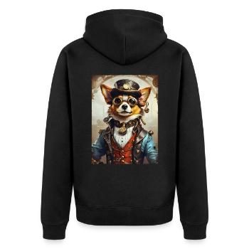 Steampunk Dog 1.9 - Unisex Premium Organic Zip Hoodie - black - Back - Nico (187cm)