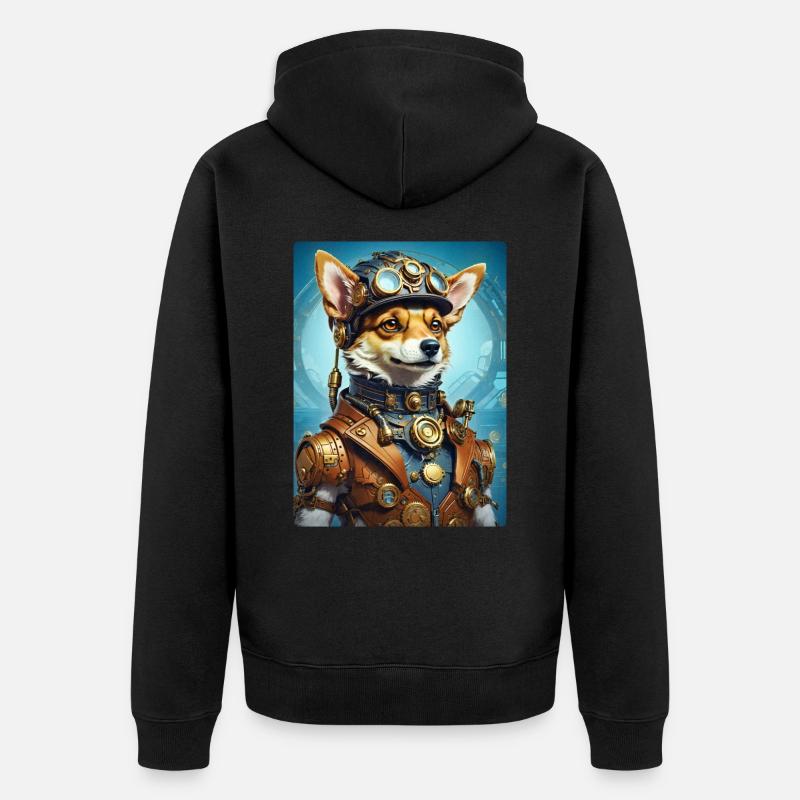Chien Steampunk 1.15 - Veste à capuche bio Premium Unisexe - noir