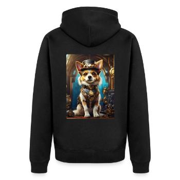 Steampunk Dog 1.14 - Unisex Premium Organic Zip Hoodie - black - Back - Nico (187cm)