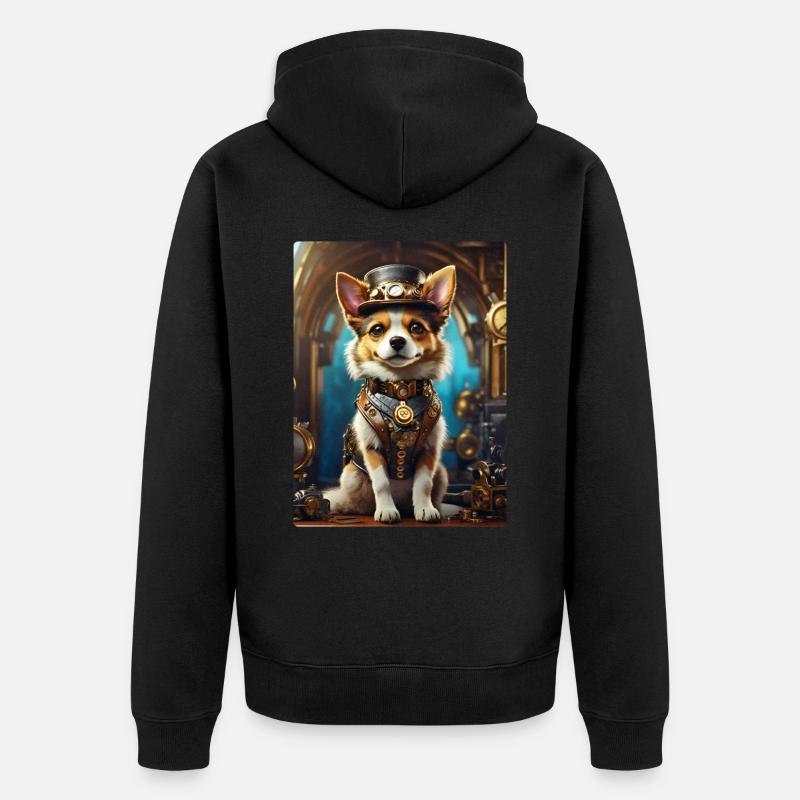 Chien Steampunk 1.14 - Veste à capuche bio Premium Unisexe - noir