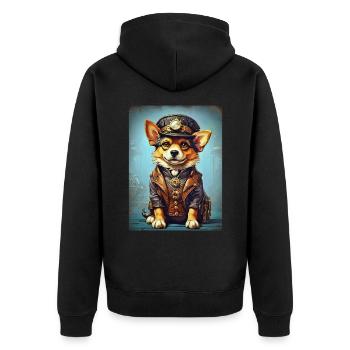 Chien Steampunk 1.17 - Veste à capuche bio Premium Unisexe - noir - Dos - Nico (187cm)