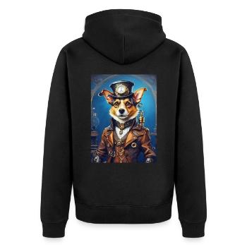 Steampunk Dog 1.20 - Unisex Premium Organic Zip Hoodie - black - Back - Nico (187cm)