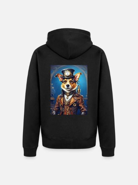 Steampunk Hund 1.20 - Unisex Premium Bio Zip Hoodie - Schwarz