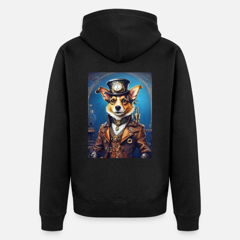 Chien Steampunk 1.20 - Veste à capuche bio Premium Unisexe - noir