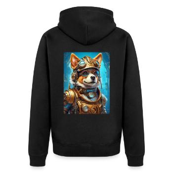 Steampunk Dog 1.21 - Unisex Premium Organic Zip Hoodie - black - Back - Nico (187cm)