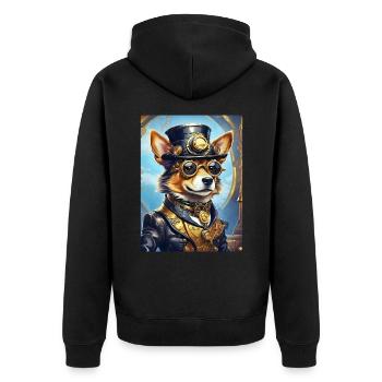 Steampunk Dog 1.19 - Unisex Premium Organic Zip Hoodie - black - Back - Nico (187cm)