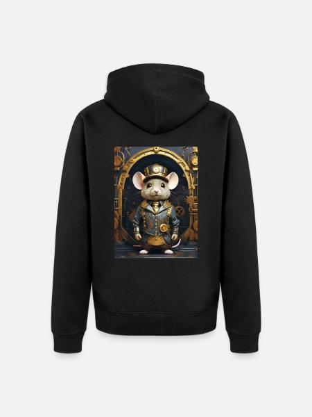 Steampunk Mouse 1.6 - Unisex Premium Organic Zip Hoodie - black