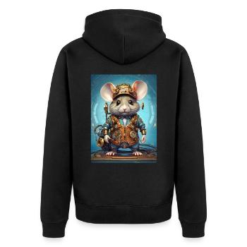 Steampunk Mouse 1.3 - Unisex Premium Organic Zip Hoodie - black - Back - Nico (187cm)
