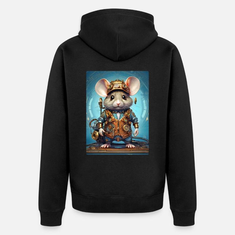 Steampunk Maus 1.3 - Unisex Premium Bio Zip Hoodie - Schwarz