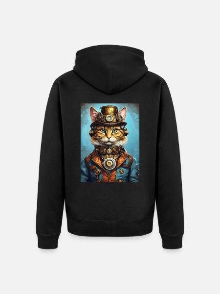 Steampunk Cat 1.6 - Unisex Premium Organic Zip Hoodie - black