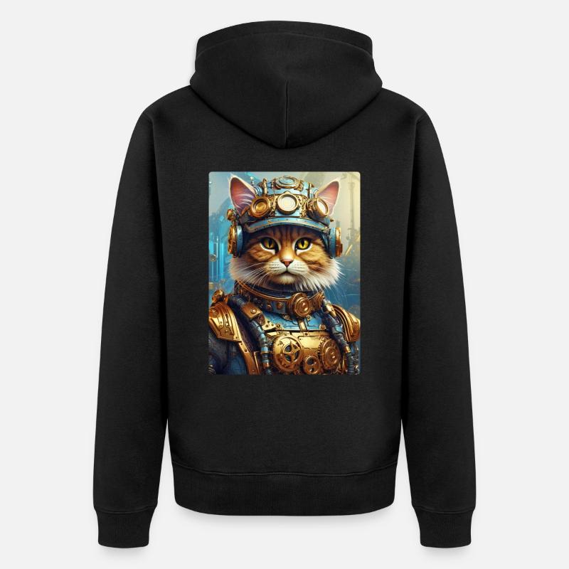 Chat steampunk 1.4 - Veste à capuche bio Premium Unisexe - noir