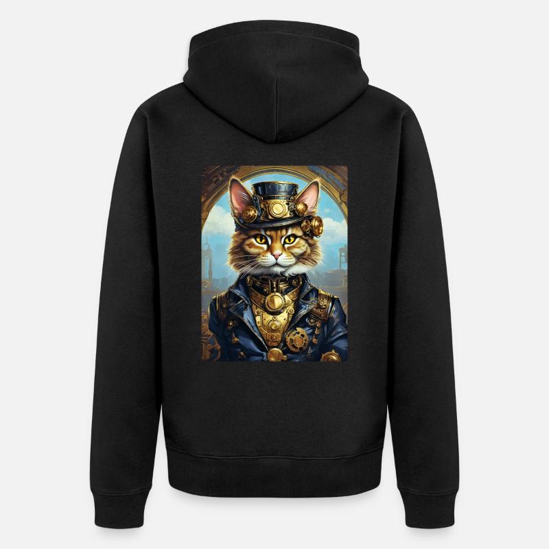 Chat steampunk 1.11 - Veste à capuche bio Premium Unisexe - noir