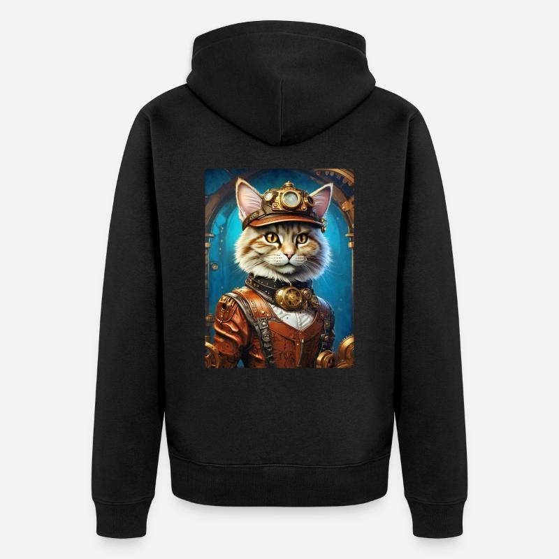 Chat steampunk 1.16 - Veste à capuche bio Premium Unisexe - noir