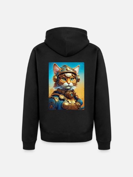 Steampunk Cat 1.18 - Unisex Premium Organic Zip Hoodie - black