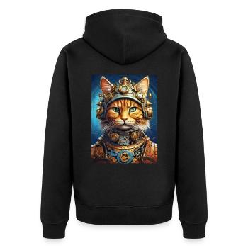 Chat steampunk 1.13 - Veste à capuche bio Premium Unisexe - noir - Dos - Nico (187cm)