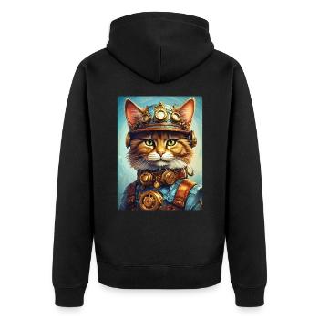 Chat steampunk 1.15 - Veste à capuche bio Premium Unisexe - noir - Dos - Nico (187cm)