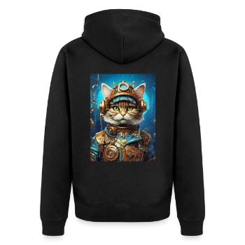 Chat Steampunk 1.9 - Veste à capuche bio Premium Unisexe - noir - Dos - Nico (187cm)