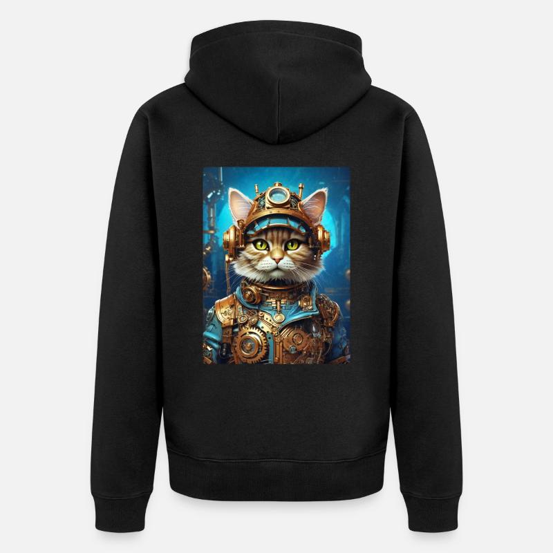 Chat Steampunk 1.9 - Veste à capuche bio Premium Unisexe - noir
