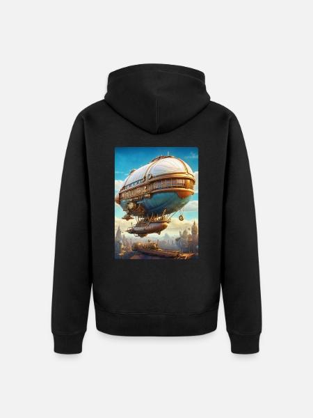 Steampunk Airship 1.1 - Unisex Premium Organic Zip Hoodie - black