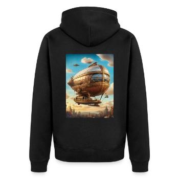 Steampunk Airship 1.7 - Unisex Premium Organic Zip Hoodie - black - Back - Nico (187cm)