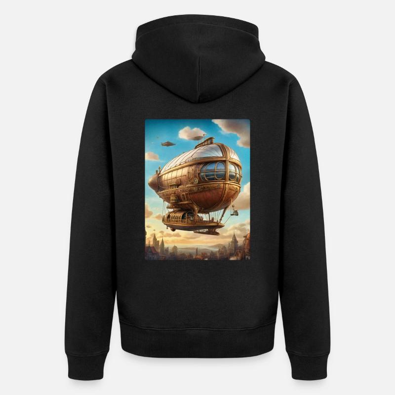 Dirigeable Steampunk 1.7 - Veste à capuche bio Premium Unisexe - noir