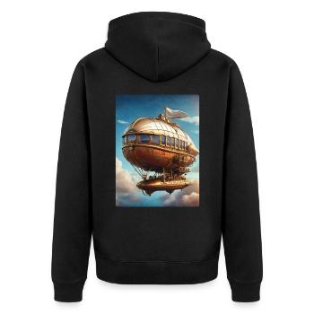 Steampunk Airship 1.3 - Unisex Premium Organic Zip Hoodie - black - Back - Nico (187cm)