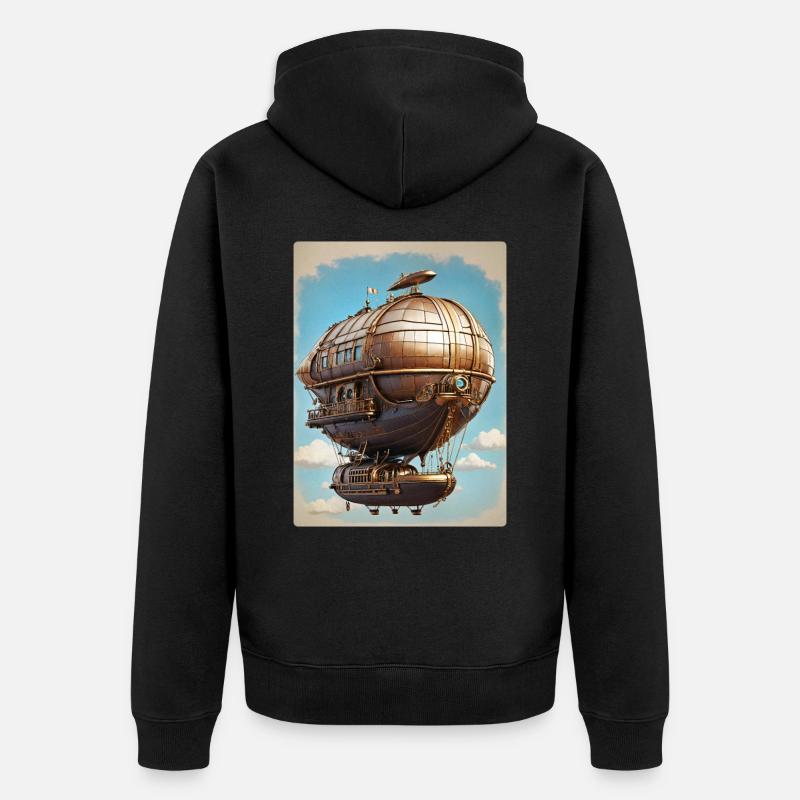 Steampunk Luftschiff 1.6 - Unisex Premium Bio Zip Hoodie - Schwarz