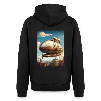Steampunk Airship 1.9 - Unisex Premium Organic Zip Hoodie - black - Back - Nico (187cm)