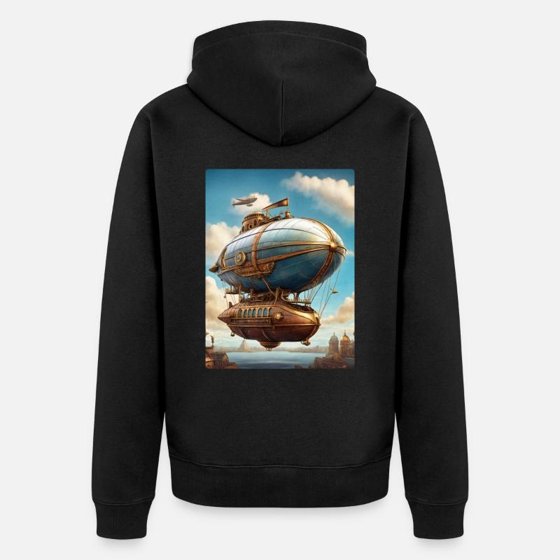 Dirigeable Steampunk 1.10 - Veste à capuche bio Premium Unisexe - noir