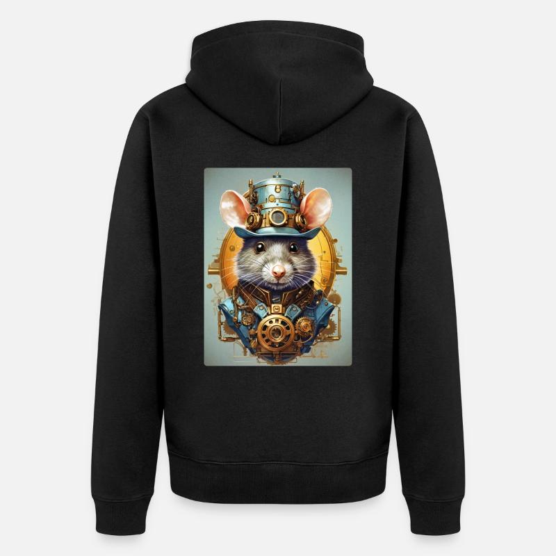 Rat Steampunk 1.5 - Veste à capuche bio Premium Unisexe - noir