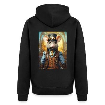 Rat Steampunk 1.9 - Veste à capuche bio Premium Unisexe - noir - Dos - Nico (187cm)