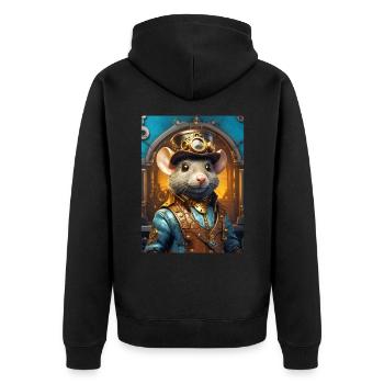 Steampunk Rat 1.13 - Unisex Premium Organic Zip Hoodie - black - Back - Nico (187cm)
