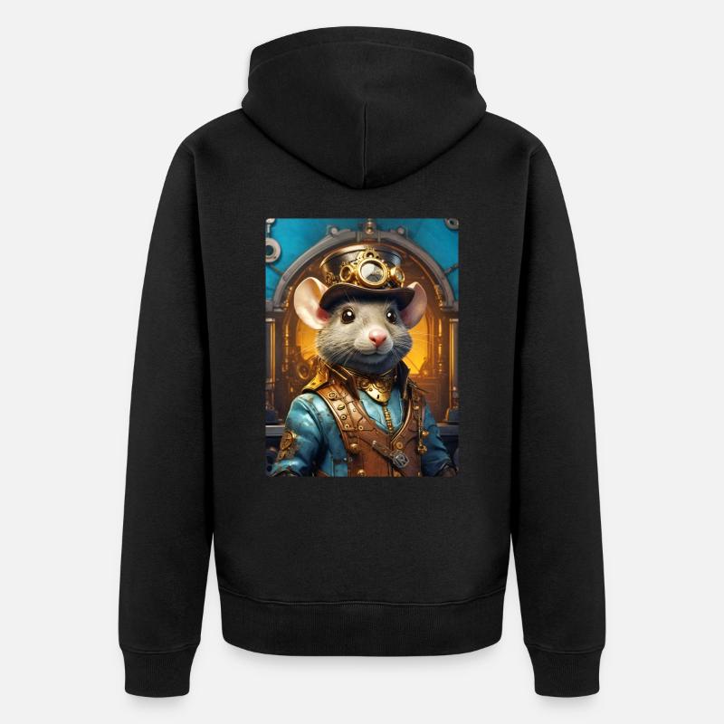 Rat Steampunk 1.13 - Veste à capuche bio Premium Unisexe - noir
