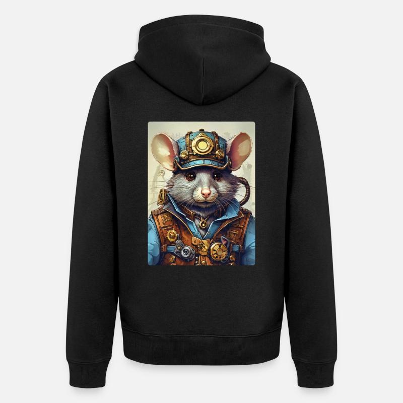 Rat steampunk 1.11 - Veste à capuche bio Premium Unisexe - noir