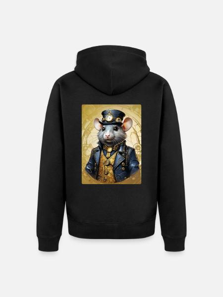 Steampunk Ratte 1.15 - Unisex Premium Bio Zip Hoodie - Schwarz