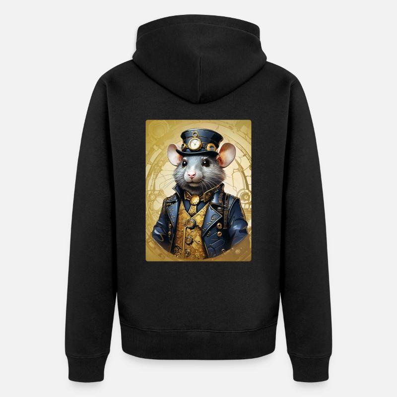 Rat Steampunk 1.15 - Veste à capuche bio Premium Unisexe - noir