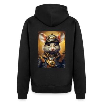 Steampunk Ratte 1.18 - Unisex Premium Bio Zip Hoodie - Schwarz - Hinten - Nico (187cm)