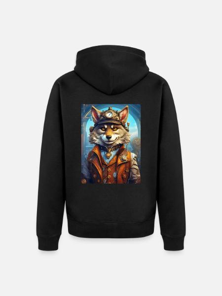 Steampunk Wolf 1.4 - Unisex Premium Organic Zip Hoodie - black