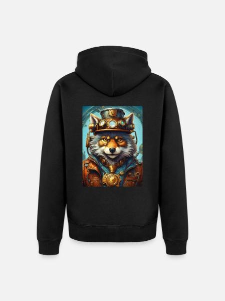 Steampunk Wolf 1.17 - Unisex Premium Organic Zip Hoodie - black