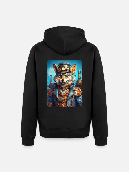 Steampunk Wolf 1.14 - Unisex Premium Organic Zip Hoodie - black