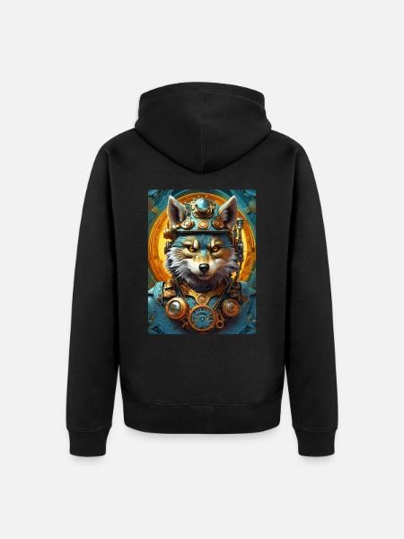 Steampunk Wolf 1.1 - Unisex Premium Organic Zip Hoodie - black